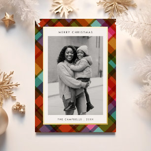 Colourful Modern Plaid Photo Christmas