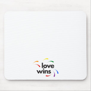 Colourful, modern, playful design of Love Wins Mouse Pad