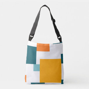 Colourful, modern, playful square geometric patter crossbody bag