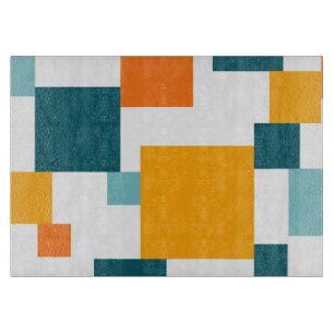 Colourful, modern, playful square geometric patter cutting board