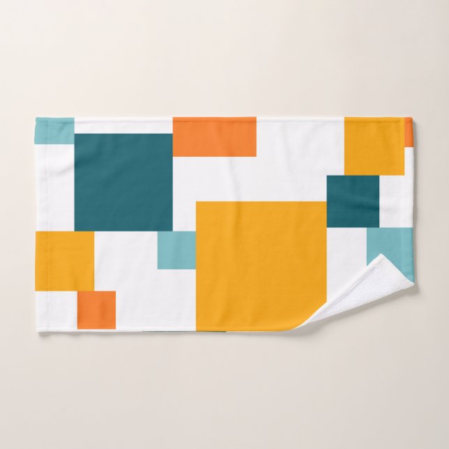 Colourful, modern, playful square geometric patter hand towel (Hand Towel)