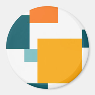 Colourful, modern, playful square geometric patter magnet