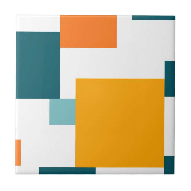 Colourful, modern, playful square geometric patter tile (Front)