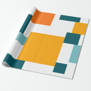 Colourful, modern, playful square geometric patter wrapping paper