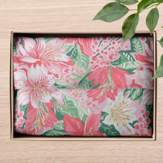 Colourful Modern Preppy Winter Flowers Christmas Tissue Paper (Creator Uploaded)