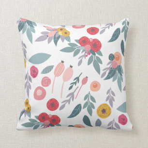 Colourful Modern Pretty Floral Pattern Cushion