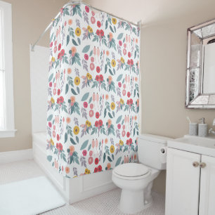 Colourful Modern Pretty Floral Pattern Shower Curtain
