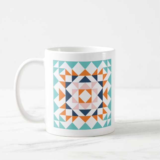 Colourful Modern Quilt Block Geometric Art Coffee Mug (Left)