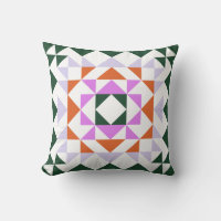 Colourful Modern Quilt Block Geometric Green Purpl