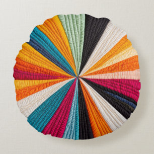 Colourful Modern Quilt Texture Pattern Round Cushion