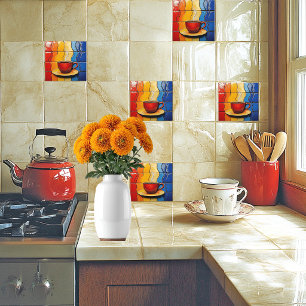 Colourful Modern Red Coffee Cup  Tile