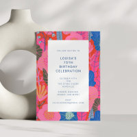 Colourful Modern Red Floral 75th Birthday Party