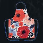 Colourful Modern Red White Blue Watercolor Floral  Apron<br><div class="desc">Colourful Modern Red White Blue Watercolor Floral Apron features a modern design of red,  peach and blue flowers on a white background. Designed by Evco Studio www.zazzle.com/store/evcostudio</div>