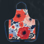 Colourful Modern Red White Blue Watercolor Floral  Apron<br><div class="desc">Colourful Modern Red White Blue Watercolor Floral Apron features a modern design of red,  peach and blue flowers on a white background. Designed by Evco Studio www.zazzle.com/store/evcostudio</div>