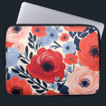 Colourful Modern Red White Blue Watercolor Floral  Laptop Sleeve<br><div class="desc">Colourful Modern Red White Blue Watercolor Floral Laptop Sleeve features a modern design of red and blue flowers on a white background. Designed by Evco Studio www.zazzle.com/store/evcostudio</div>