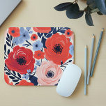 Colourful Modern Red White Blue Watercolor Floral  Mouse Pad<br><div class="desc">Colourful Modern Red White Blue Watercolor Floral Mouse Pad features a modern design of red and blue flowers on a white background. Designed by Evco Studio www.zazzle.com/store/evcostudio</div>