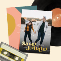 Colourful Modern Retro Full Photo Save the Date