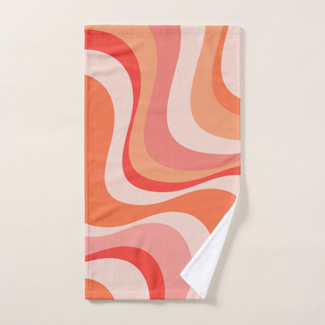 Colourful modern retro waves design bath towel set (Hand Towel)