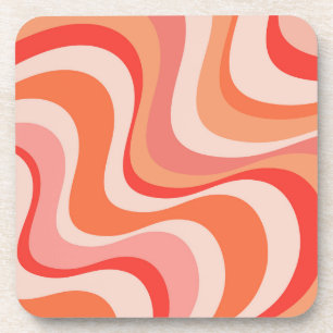Colourful modern retro waves design coaster
