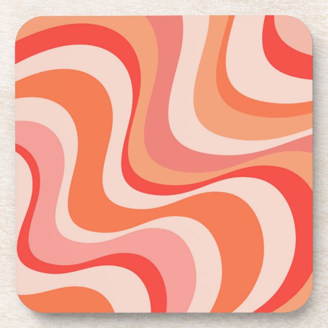 Colourful modern retro waves design coaster (Front)