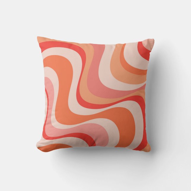 Colourful modern retro waves design cushion (Front)