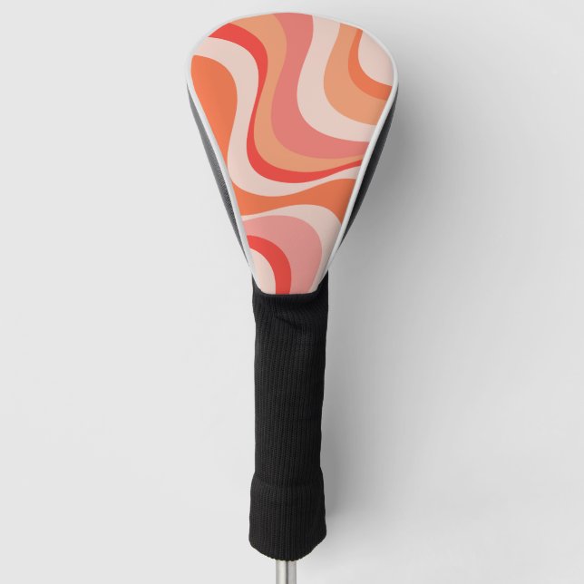 Colourful modern retro waves design golf head cover (Front)