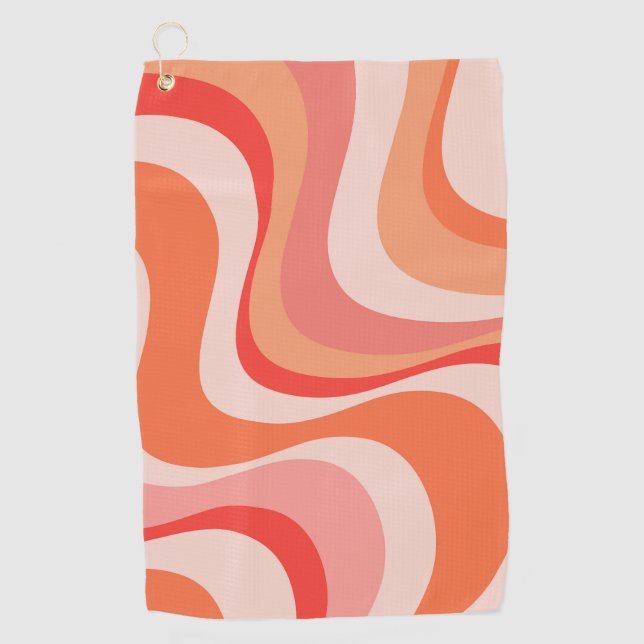 Colourful modern retro waves design golf towel (Front)