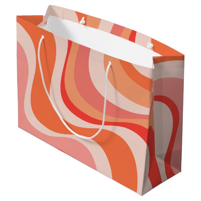 Colourful modern retro waves design large gift bag (Back Angled)