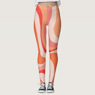 Colourful modern retro waves design leggings