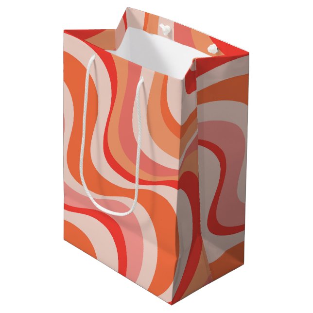 Colourful modern retro waves design medium gift bag (Front Angled)