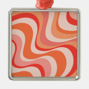 Colourful modern retro waves design metal tree decoration