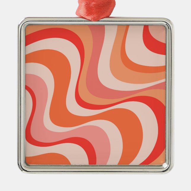 Colourful modern retro waves design metal tree decoration (Front)