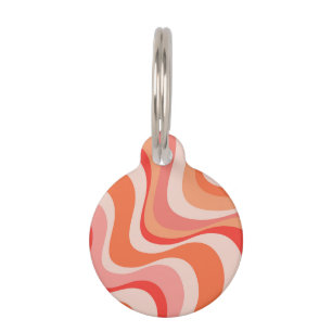 Colourful modern retro waves design pet tag
