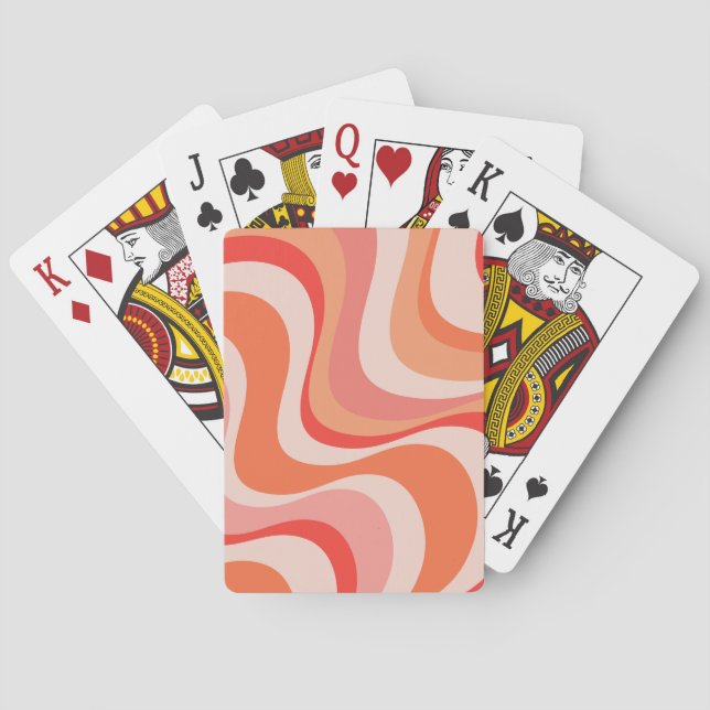 Colourful modern retro waves design playing cards (Back)