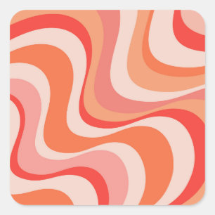 Colourful modern retro waves design square sticker