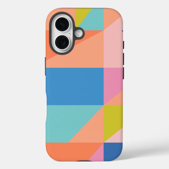 Colourful Modern Shapes in Bright Blue and Orange Case-Mate iPhone Case (Back)