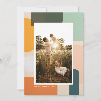 Colourful Modern Shapes Portrait Photo Holiday Card