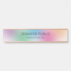 Colourful Modern Simple Rainbow Template Rose Gold Door Sign