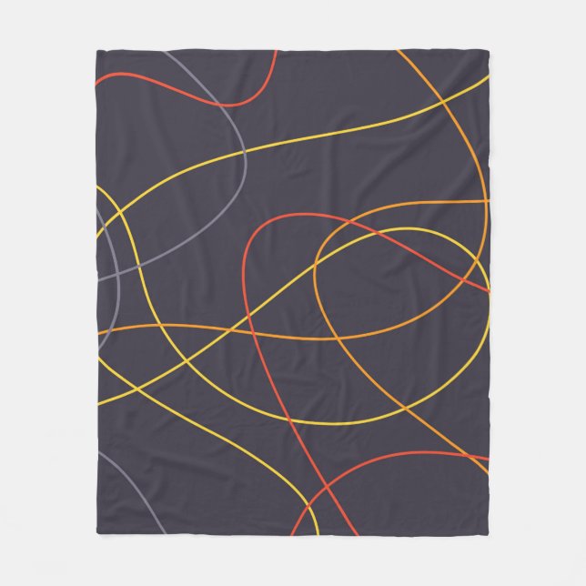 Colourful, modern, simple, trendy,curvy messy line fleece blanket (Front)
