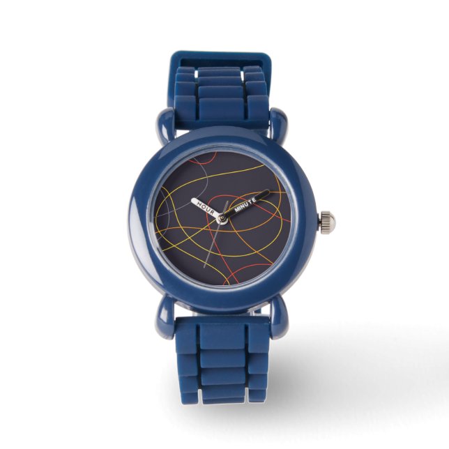 Colourful, modern, simple, trendy,curvy messy line watch (Front)