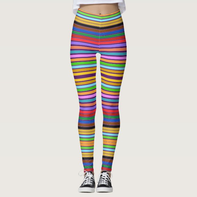 Colourful Modern Stripe Leggings (Front)