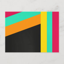Colourful modern stripes pattern postcard