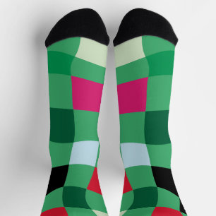 Colourful Modern Tartan Plaid Holiday Christmas Socks