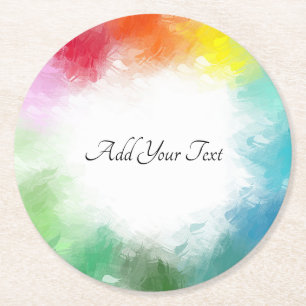 Colourful Modern Template Custom Calligraphy Scrip Round Paper Coaster