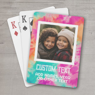 Colourful Modern Tie Dye - Photo and Text Playing Cards