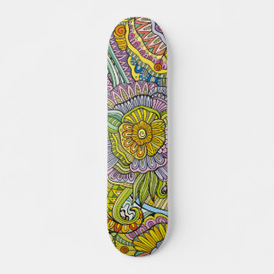 Colourful Modern Trendy Abstract Floral Pattern Skateboard
