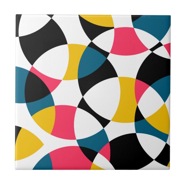 Colourful, modern, trendy, cool circular graphic tile (Front)