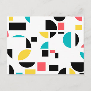 Colourful, modern, trendy, fun, cheerful geometric postcard