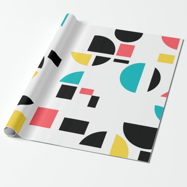 Colourful, modern, trendy, fun, cheerful geometric wrapping paper (Unrolled)