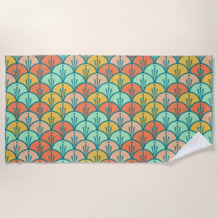 Colourful Modern Trendy Geometric Fish Scale Beach Towel